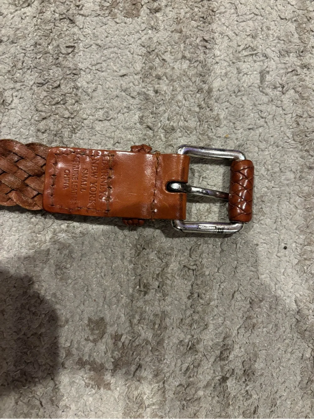 Barneys New York Woven Leather Belt in Tan Brown